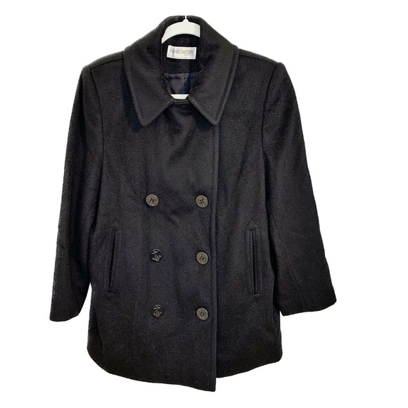 Forecaster of Boston Wool Double Breasted Pea Coat Peacoat Winter Black Size 8 - Picture 2 of 6